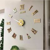 Dekoratif 3d Romen Rakamlı GOLD Ayna Pleksi Duvar Saati(10 CM RAKAM BOYU-SÜNGER DEĞİL MDF DESTEKLİ