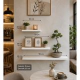 Dekoratif 3'lü Duvar Rafı Seti – 50/70/90 cm | 20 cm Genişlik | 18 mm Kalınlık | Gizli Montajlı Modern Yüzer Raf | Salon, Mutfak, Banyo ve Ofis İçin (BEYAZ)