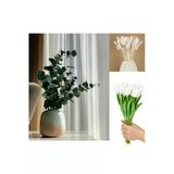 Dekoratif 3’lü Set: 8’li Yapay Lale Demeti + Okaliptus Demeti + 3’lü Pamuk Otu – Salon & Masa Çiçek Aranjmanı