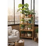 Dekoratif 4 Raflı Doğal Kayın Ahşap Çiçeklik, Saksılık, Çok Amaçlı DOLAP-50X32 cm H:90 cm