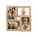 Dekoratif 4'lü Kolaj Çerçeve Açık Meşe 30x30 cm | 4x 10x15 cm Fotoğraf, PVC Ön Yüzey, Duvar Montajlı, Dekoratif Tasarım, Kolaj Düzeni