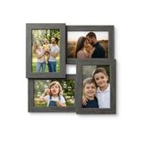 Dekoratif 4'lü Kolaj Çerçeve Antrasit 30x30 cm | 4x 10x15 cm Fotoğraf, PVC Ön Yüzey, Duvar Montajlı, Dekoratif Tasarım