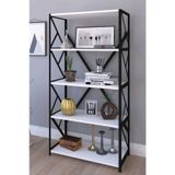 Dekoratif 5 Raflı Kitaplık Metal Kitaplık Beyaz