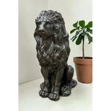 Dekoratif 53 cm Metalik Antrasit Aslan Heykeli Antik Ev Balkon Bahçe Dekorasyon Biblo Heykel Obje