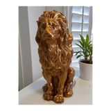 DEKORATİF 53 CM METALİK BRONZ ASLAN HEYKELİ EV BALKON BAHÇE DEKORASYON BOHEM BİBLO HEYKEL