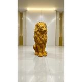 DEKORATİF 53cm BÜYÜK BOY GOLD ASLAN HEYKELİ EV BALKON BAHÇE DEKORASYON BOHEM BİBLO HEYKEL