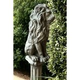 Dekoratif 53cm Eskitme Gri Aslan Ve Sütun Set Ev Balkon Bahçe Dekorasyon Bohem Biblo Heykel