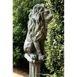 Dekoratif 53cm Eskitme Gri Aslan Ve Sütun Set Ev Balkon Bahçe Dekorasyon Bohem Biblo Heykel