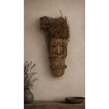 Dekoratif Ahşap Duvar Maskesi El Yapımı Otantik Tribal Bohem Salon Ofis Duvar Dekoru 51 Cm