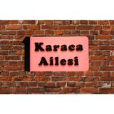 Dekoratif Ahşap Kapı Numaralığı, Kapı Isimliği, Isimli Daire Numarası, Otel Numarası ,oda Numarası-2 - Pembe - Siyah