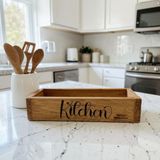 Dekoratif Ahşap Mutfak Düzenleyici Organizer - 30x14x9 cm Tezgah Üstü Baharatlık ve Stand (KAHVERENGİ)