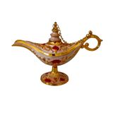 Dekoratif Alaaddin Sihirli Lambası, Vintage Metal Tasarım, 13x8,5 cm, Siyah (Beyaz)