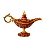 Dekoratif Alaaddin Sihirli Lambası, Vintage Metal Tasarım, 13x8,5 cm, Siyah (Kırmızı)