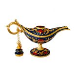 Dekoratif Alaaddin Sihirli Lambası, Vintage Metal Tasarım, 13x8,5 cm, Siyah (Mavi)