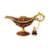 Dekoratif Alaaddin Sihirli Lambası, Vintage Metal Tasarım, 13x8,5 cm, Siyah (Mor)