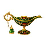 Dekoratif Alaaddin Sihirli Lambası, Vintage Metal Tasarım, 13x8,5 cm, Siyah (Yeşil)