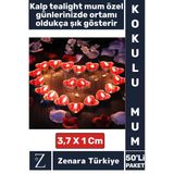 Dekoratif Ambians Sevgililer Günü Yıldönümü Gece Özel Gün Süslemesi 50 Adet Kırmızı Kalpli Mum