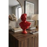Dekoratif Apollo Büst Biblo – Antik Yunan Heykel Tarzı, Biblo Kırmızı Lüks Salon Konsol Süs Objesi (polyester)