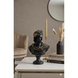 Dekoratif Apollo Büst Biblo – Antik Yunan Heykel Tarzı, Erkek Model Biblo Siyah Gold Detaylı Lüks Salon Konsol Süs Objesi (polyester)