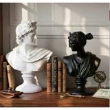 Dekoratif Apollo Diana Büst Biblo – Antik Yunan Heykel Tarzı, Biblo Siyah Beyaz Lüks Salon Konsol Süs Objesi (polyester)