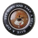 Dekoratif Araba Tekerleği Coffea TimeTemalı Saatli Led Işıklı