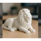 dekoratif aslan biblo figür- Low Poly Crouching Lion – Geometrik Aslan Figürü, Modern Dekoratif Heykel, Ev & Ofis İçin Sanatsal Tasarım