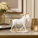 Dekoratif At Biblosu Beyaz Altın Renk 25 cm Modern Heykel