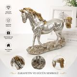 Dekoratif At Biblosu Silver Gümüş Renk 23 cm Modern Heykel kc02 Ofis Masa Vestiyer Ünite Dekor Tamamlayıcı Şık ve Modern Dokunuş Tv Ünitesi Zarif Estetik Duruş İnce İşcilik El Yapımı Reçine