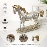 Dekoratif At Biblosu Silver Gümüş Renk 23 Cm Modern Heykel Kc02 Ofis Masa Vestiyer Ünite Dekor Tamamlayıcı Şık Ve Modern Dokunuş Tv Ünitesi