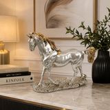 Dekoratif At Biblosu Silver Renk 23 cm Modern Heykel kc02