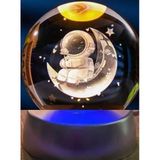 Dekoratif Ay Üstünde Astronot Tasarımlı Plastik Altlıklı Cam Küre P191732s9627