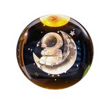 Dekoratif Ay Ustunde Astronot Tasarimli Plastik Altlikli Cam Kure