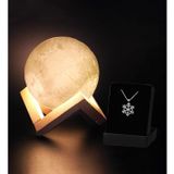 Dekoratif Ayaklı 12cm 3D Ay Gece Lambası & Kar Tanesi Kolye Hediye Seti (Model 1) 66284