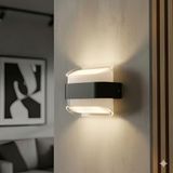 Dekoratif Aydınlatma 12W LED Aplik Cata Gozo Dış ve İç Mekan Duvar Apliği - 3200K Günışığı, IP44, Şeffaf Plexiglass Çerçeve, Modern Bahçe Aplik, Veranda, Teras ve Dış Cephe
