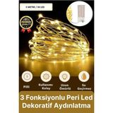 Dekoratif Aydınlatma Yeni Yıl Yılbaşı Pilli 3 Fonksiyonlu Günışığı Sarı Renk Peri LED Işık 5 Metre - Gün Işığı - 1 - 10 W