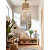 Dekoratif Ayna Duvar Aynası Konsol Aynası Mdf Elips Ayna 90x50 Cm 90 X 50 Bronz