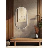 Dekoratif Ayna, Duvar Aynası, Konsol Aynası, Mdf, Elips Ayna, Çerçeveli Ayna 80x40 Cm 80 X 40 Beyaz