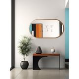 Dekoratif Ayna, Duvar Aynası, Konsol Aynası, Mdf, Elips Ayna, Çerçeveli Ayna 80x40 Cm 80 X 40 Bronz