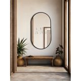 Dekoratif Ayna, Duvar Aynası, Konsol Aynası, Mdf, Elips Ayna, Çerçeveli Ayna 80x40 Cm 80 X 40 Siyah