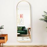 Dekoratif Ayna Mdf Oval Kesim Boy Ayna Duvar Aynası 165 X 45 Cm 166 X 50 Gold