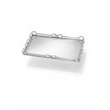 Dekoratif Aynalı Metal Tepsi, Krom Kaplama, 30x20x4 cm, Gümüş Renk, Şık Tasarım