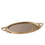 Dekoratif Aynalı Tepsi 49x26 cm – Avangard Kulplu Sunum ve Organizer Tepsisi, Modern Dekoratif Tepsi (Altın)