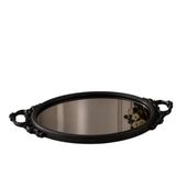 Dekoratif Aynalı Tepsi 49x26 cm – Avangard Kulplu Sunum ve Organizer Tepsisi, Modern Dekoratif Tepsi (Siyah)
