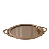 Dekoratif Aynalı Tepsi 49x26 cm – Avangard Kulplu Sunum ve Organizer Tepsisi, Modern Dekoratif Tepsi (Vizon)