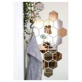 Dekoratif Bal Peteği Pleksi Ayna Gümüş Renk - 12 ADET / 11 CM X 12,5 CM