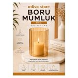 Dekoratif Bal Renk Boru Mumluk ve Yedek Avize Camı 15 cm x 10 cm Orijinal Cam