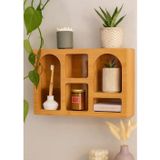 Dekoratif Bambu Duvar Rafı 40X28 Cm Dekor Obje Düzenleyici Organizer Raf