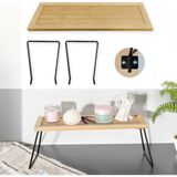 Dekoratif Bambu Raf - Mutfak Banyo Düzenleyici Aksesuar Organizeri Makyaj Parfüm Standı 36X12 cm