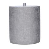 Dekoratif Banyo Çöp Kovası 21x21x27 cm – Keten Dokulu Kapaklı Modern Çöp Kovası, Geniş Banyo Atık Kutusu (Gümüş)