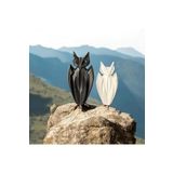 Dekoratif Baykuş Biblo Seti 12cm ve 10cm(2'li) - Ev & Ofis Masa Üstü Süsü (Siyah-Siyah)